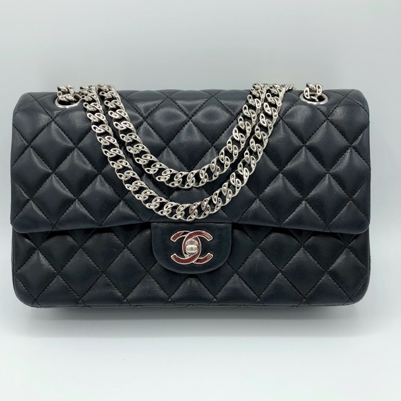 CHANEL Handbags - CHANEL Classic Medium Double Flap Navy Lambskin